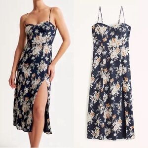 Abercrombie & Fitch Floral Midi Dress - Navy and White NWOT